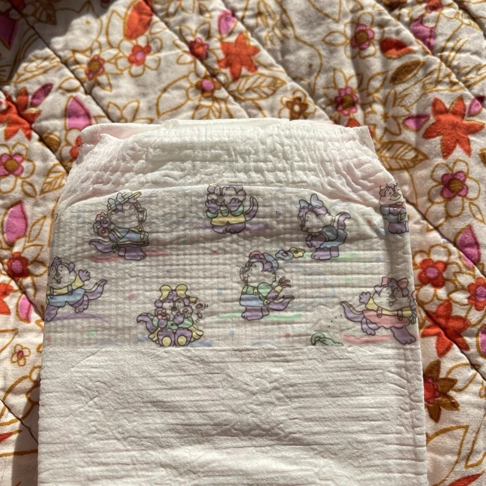 Vintage Huggies Size 3 Ultratrim 1993 USA Diapers Spring Skunk Sun Plastic Print